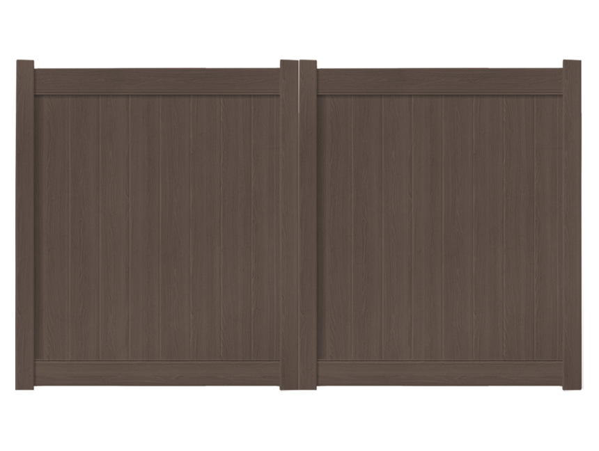 10' x 6' Chestnut Brown Double Drive Vinyl Gate For Vinyl Fences