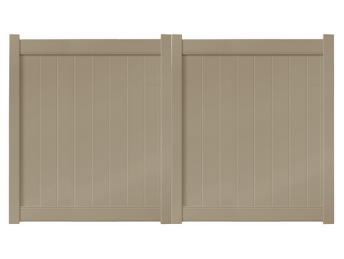 6' Tall x 8' Wide Double Drive Swing Vinyl Gate For Vinyl Privacy Fences (AFC-6COS) - Adobe