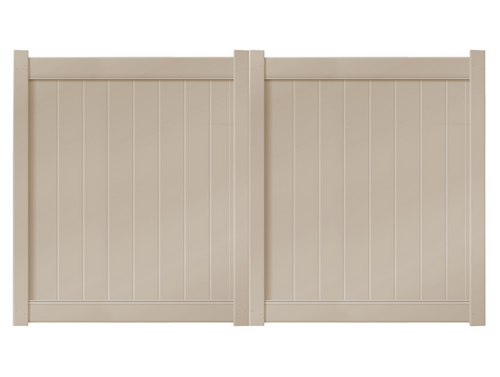 6' Tall x 8' Wide Double Drive Swing Vinyl Gate For Vinyl Privacy Fences (AFC-6COS) - Tan