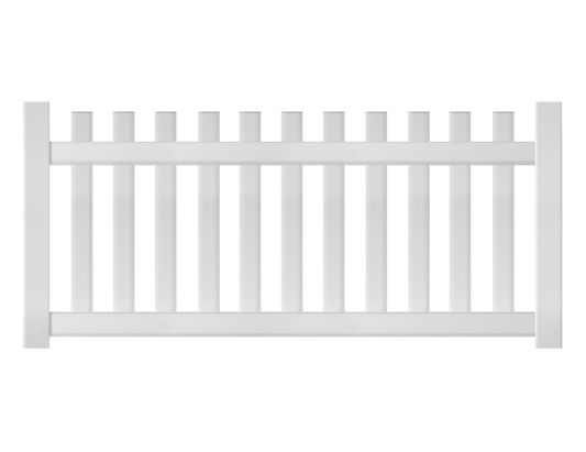 A white 3-foot by 6-foot vinyl fence panel.