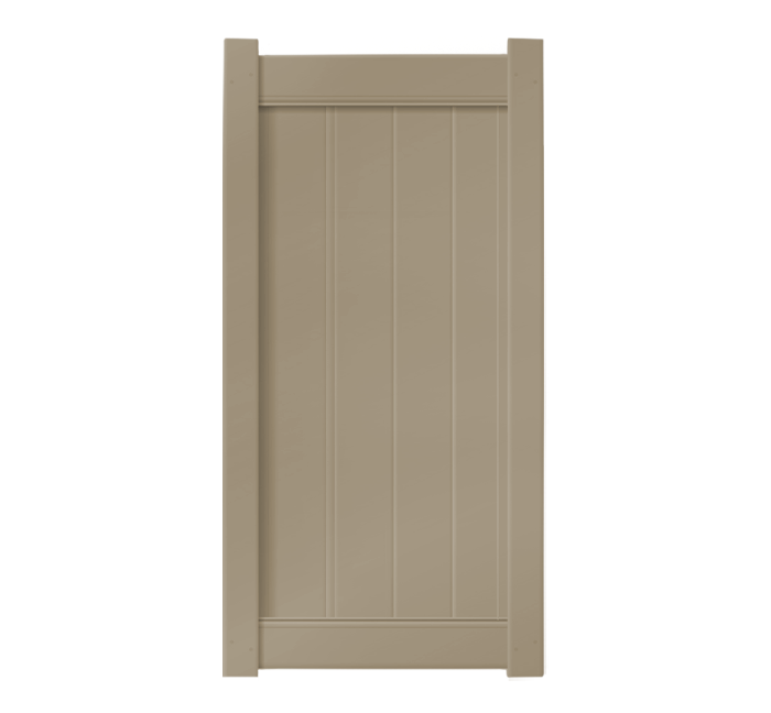 3' x 6' Khaki Single Swing Vinyl Gate For Vinyl Fences