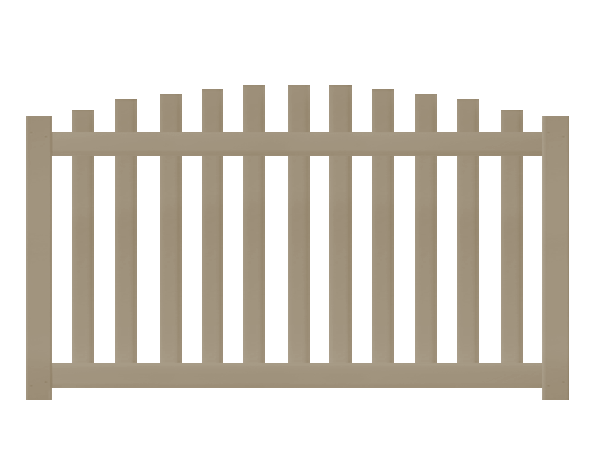 4' Tall x 6' Wide Overscallop Picket Fence Panel with 3" Air Space For Vinyl Fences