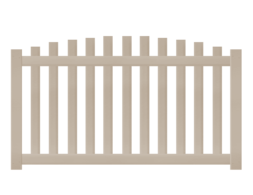 4' Tall x 6' Wide Overscallop Picket Fence Panel with 3" Air Space For Vinyl Fences
