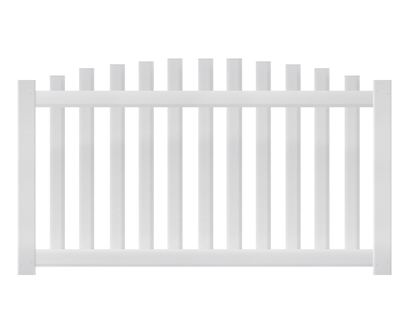 4' Tall x 6' Wide Overscallop Picket Fence Panel with 3" Air Space For Vinyl Fences