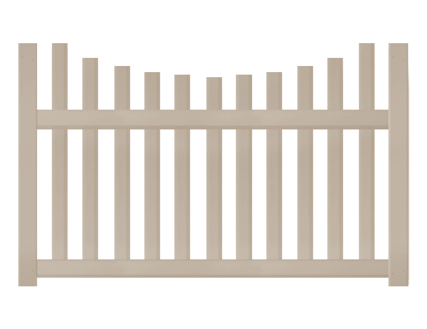 A 4-foot by 6-foot vinyl fence panel with an underscallop profile and a sandstone color.