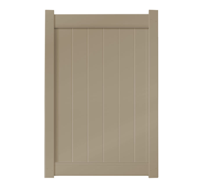 4' x 6' Khaki Single Swing Vinyl Gate For Vinyl Fences