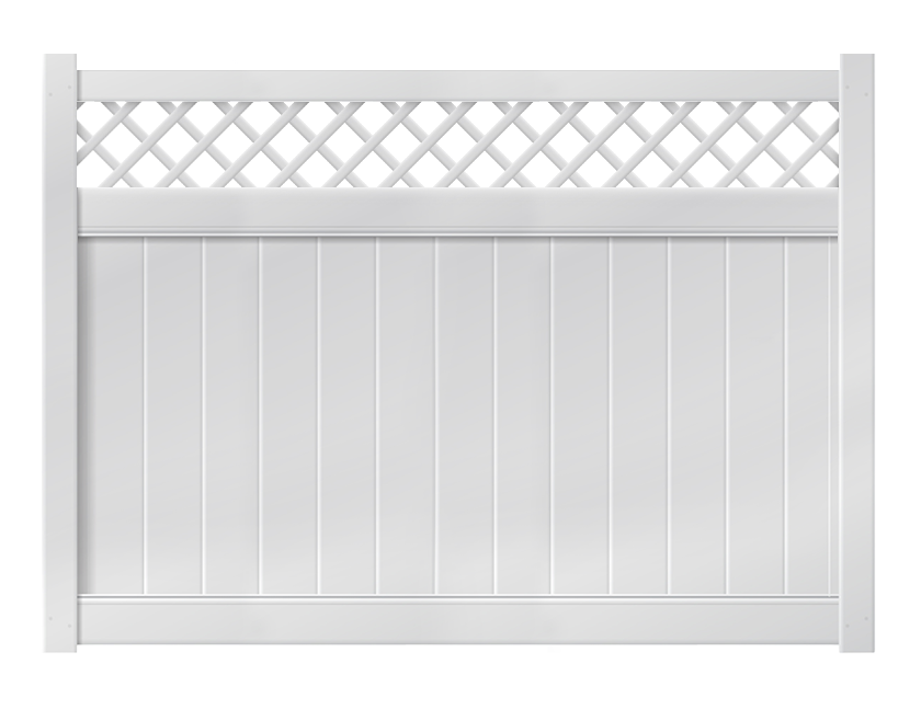 5' Tall x 8' Wide Privacy Fence Panel with Lattice Accent For Vinyl Fences