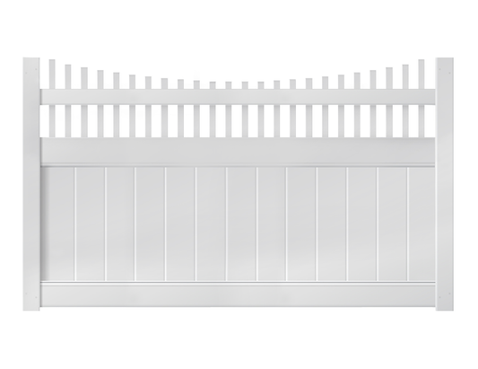 5' Tall x 8' Wide Privacy Fence with Underscallop Picket Accent with 2-1/4" Air Space For Vinyl Fences