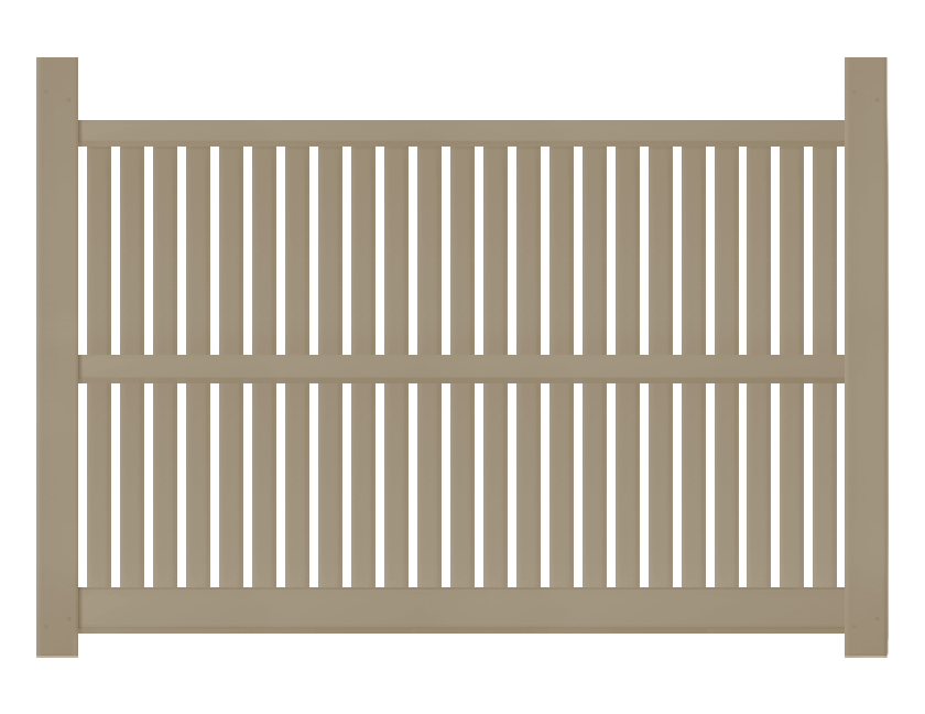 A khaki-colored 6-foot by 8-foot vinyl fence panel.