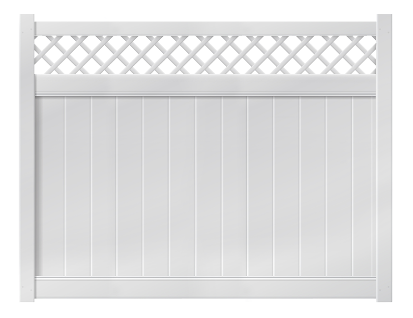 A 6-foot by 8-foot privacy fence with a lattice accent.