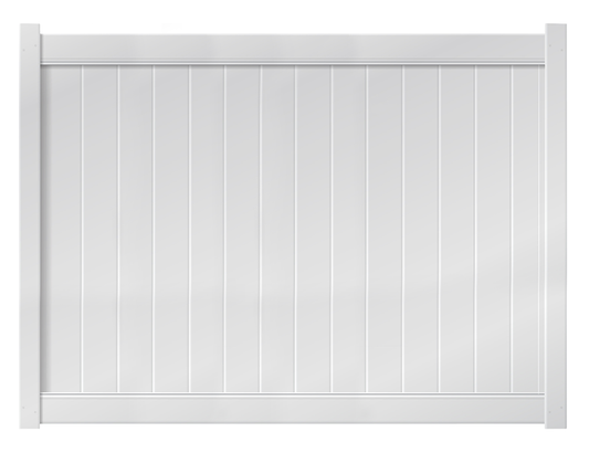 A 6' x 8' white privacy PVC fence panel.