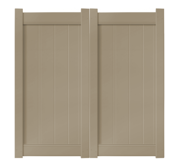 6' Tall x 6' Wide Double Drive Swing Vinyl Gate For Vinyl Fences (AFC-6COS)