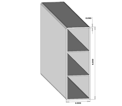 2" x 6" x 94" Routed - Ribbed Notched Rail For Vinyl Fences (AFC-030) - BUY PER PIECE (EACH) / White
