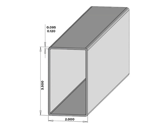 2" x 3-1/2" x 72" x .095 Routed Hollow Utility Top Rail For Vinyl Fences (AFC-15) - BUY PER PIECE (EACH) / White
