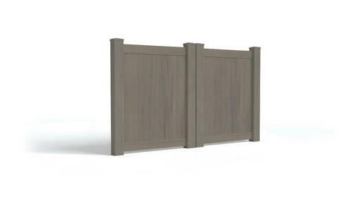 4' Tall x 6' Wide Double Drive Swing Vinyl Gate For Vinyl Privacy Fences (AFC-001) - Chai Gray