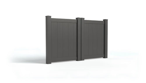 4' Tall x 6' Wide Double Drive Swing Vinyl Gate For Vinyl Privacy Fences (AFC-001) - Dark Gray