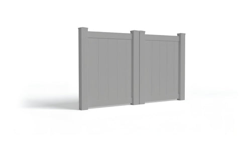 4' Tall x 6' Wide Double Drive Swing Vinyl Gate For Vinyl Privacy Fences (AFC-001) - Light Gray