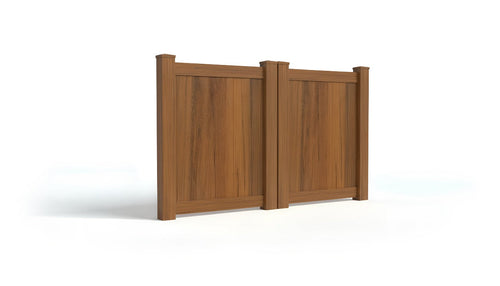 4' Tall x 6' Wide Double Drive Swing Vinyl Gate For Vinyl Privacy Fences (AFC-001) - Mocha Walnut
