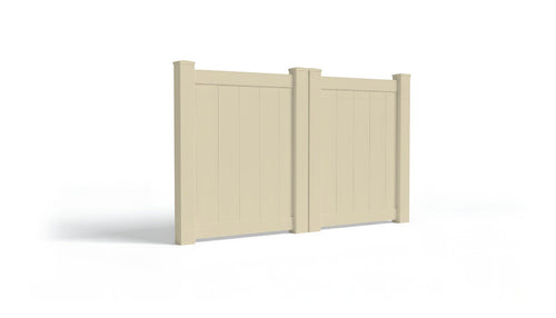 4' Tall x 6' Wide Double Drive Swing Vinyl Gate For Vinyl Privacy Fences (AFC-001) - Tan