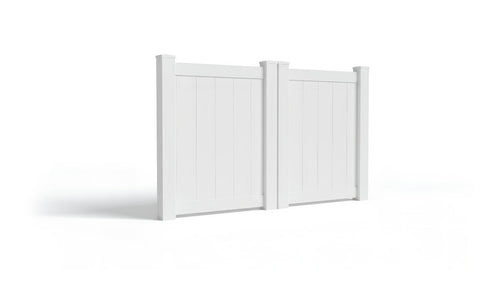 4' Tall x 6' Wide Double Drive Swing Vinyl Gate For Vinyl Privacy Fences (AFC-001) - White
