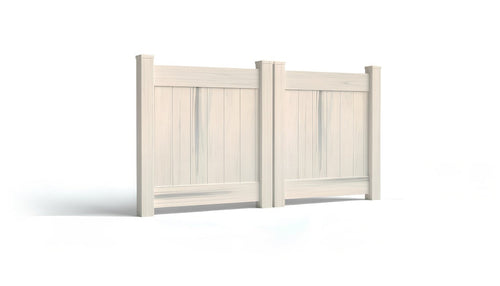 4' Tall x 8' Wide Double Drive Swing Vinyl Gate For Vinyl Privacy Fences (AFC-001) - Aspen Latte