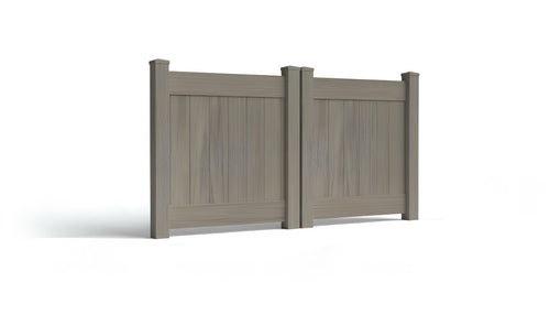 4' Tall x 8' Wide Double Drive Swing Vinyl Gate For Vinyl Privacy Fences (AFC-001) - Chai Gray