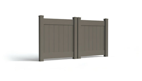 4' Tall x 8' Wide Double Drive Swing Vinyl Gate For Vinyl Privacy Fences (AFC-001) - Dark Gray