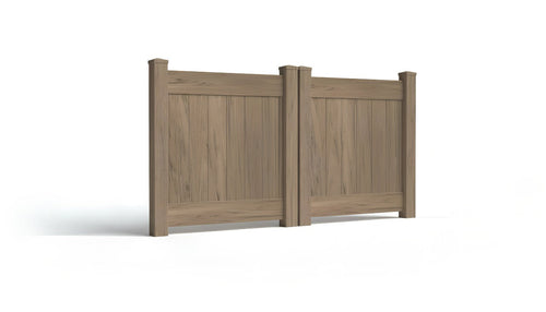 4' Tall x 8' Wide Double Drive Swing Vinyl Gate For Vinyl Privacy Fences (AFC-001) - Green Teak