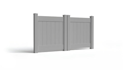 4' Tall x 8' Wide Double Drive Swing Vinyl Gate For Vinyl Privacy Fences (AFC-001) - Light Gray
