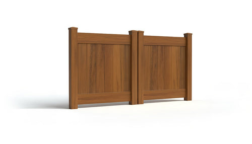 4' Tall x 8' Wide Double Drive Swing Vinyl Gate For Vinyl Privacy Fences (AFC-001) - Mocha Walnut