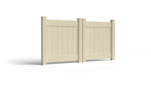 4' Tall x 8' Wide Double Drive Swing Vinyl Gate For Vinyl Privacy Fences (AFC-001) - Tan