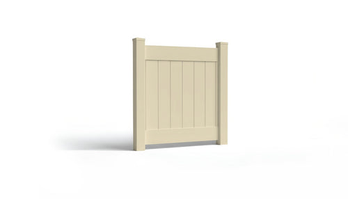 4' Tall x 4' Wide Single Swing Vinyl Gate For Vinyl Fences (AFC-001) - Tan