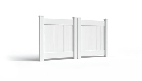 4' Tall x 8' Wide Double Drive Swing Vinyl Gate For Vinyl Privacy Fences (AFC-001) - White