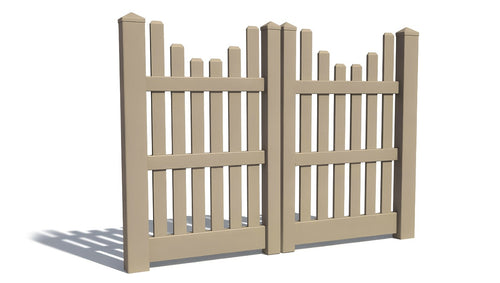 5' Tall x 6' Wide Double Drive Swing Vinyl Gate For Vinyl Fences (AFC-003) - Adobe
