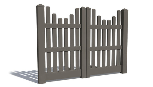 5' Tall x 6' Wide Double Drive Swing Vinyl Gate For Vinyl Fences (AFC-003) - Dark Gray