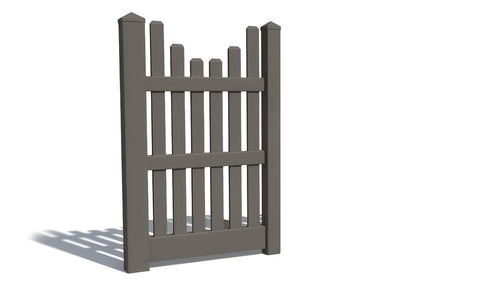 5' Tall x 3' Wide Single Swing Vinyl Gate For Vinyl Fences (AFC-003) - Dark Gray
