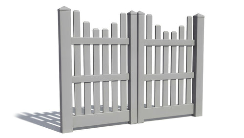 5' Tall x 6' Wide Double Drive Swing Vinyl Gate For Vinyl Fences (AFC-003) - Light Gray