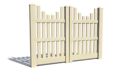 5' Tall x 6' Wide Double Drive Swing Vinyl Gate For Vinyl Fences (AFC-003) - Tan