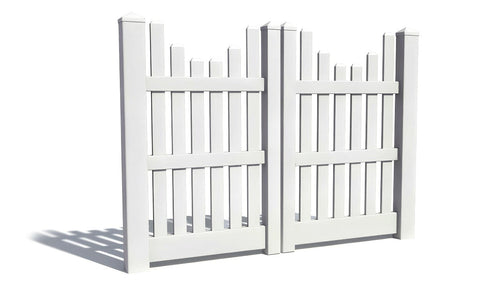 5' Tall x 6' Wide Double Drive Swing Vinyl Gate For Vinyl Fences (AFC-003) - White