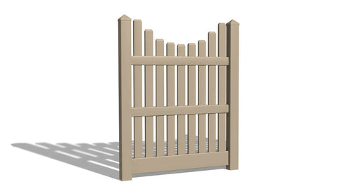 5' Tall x 4' Wide Single Swing Vinyl Gate For Vinyl Fences (AFC-003) - Adobe