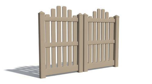 5' Tall x 6' Wide Double Drive Swing Vinyl Gate For Vinyl Fences (AFC-004) - Adobe