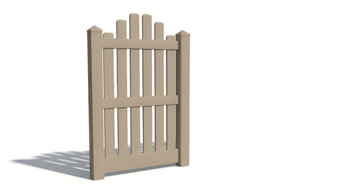 5' Tall x 3' Wide Single Swing Vinyl Gate For Vinyl Fences (AFC-004) - Adobe