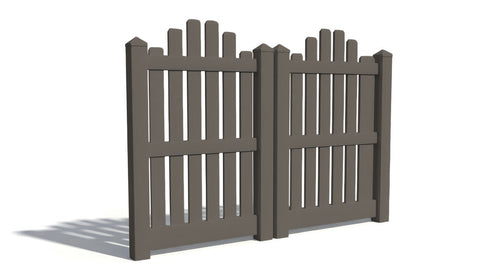 5' Tall x 6' Wide Double Drive Swing Vinyl Gate For Vinyl Fences (AFC-004) - Dark Gray