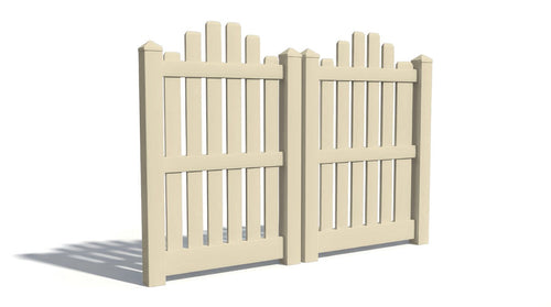 5' Tall x 6' Wide Double Drive Swing Vinyl Gate For Vinyl Fences (AFC-004) - Tan