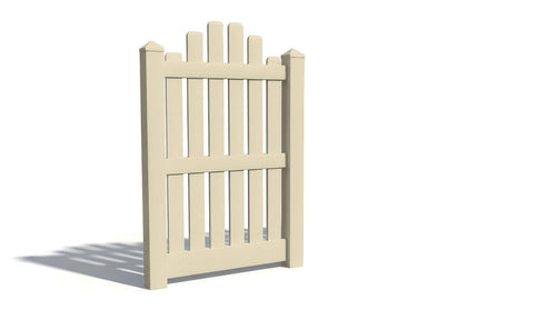 5' Tall x 3' Wide Single Swing Vinyl Gate For Vinyl Fences (AFC-004) - Tan