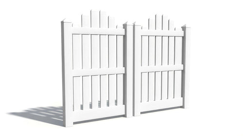 5' Tall x 6' Wide Double Drive Swing Vinyl Gate For Vinyl Fences (AFC-004) - White