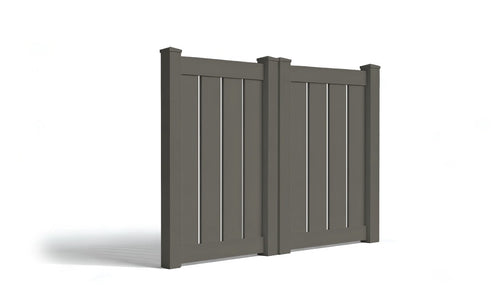 5' Tall x 6' Wide Double Drive Swing Vinyl Gate For Vinyl Semi-Privacy Fences (AFC-006) - Dark Gray