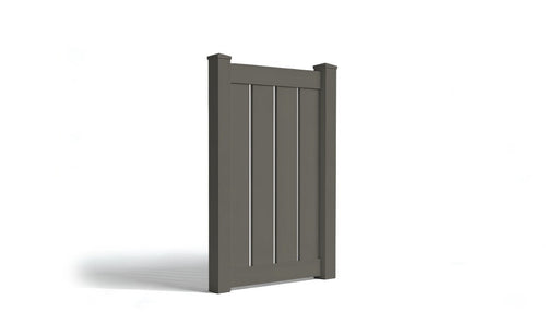 5' Tall x 3' Wide Single Swing Vinyl Gate For Vinyl Fences (AFC-006) - Dark Gray