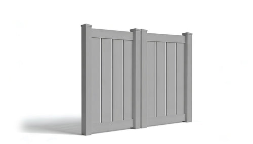 5' Tall x 6' Wide Double Drive Swing Vinyl Gate For Vinyl Semi-Privacy Fences (AFC-006) - Light Gray