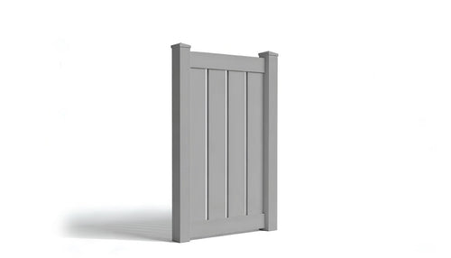5' Tall x 3' Wide Single Swing Vinyl Gate For Vinyl Fences (AFC-006) - Light Gray